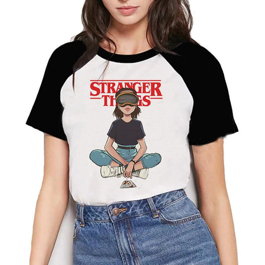 T-Shirt Stranger Things Hellfire Saison 4 Manches Courtes pour Femmes,Filles