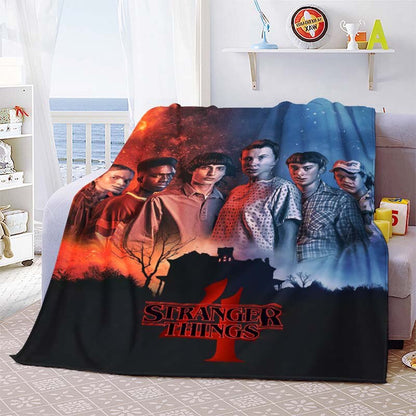 Couverture Stranger Things  en flanelle de bande dessinée pour les lits Canapés draps chauds , Décor Fans cadeau