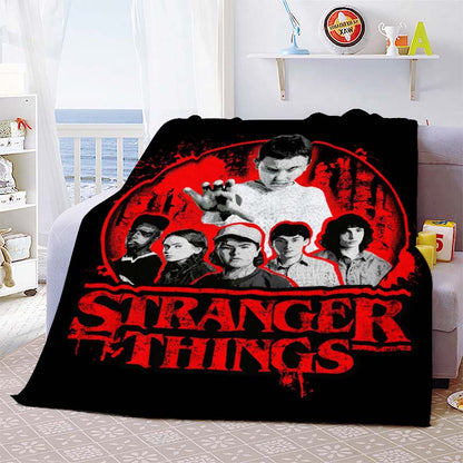 Couverture Stranger Things  en flanelle de bande dessinée pour les lits Canapés draps chauds , Décor Fans cadeau