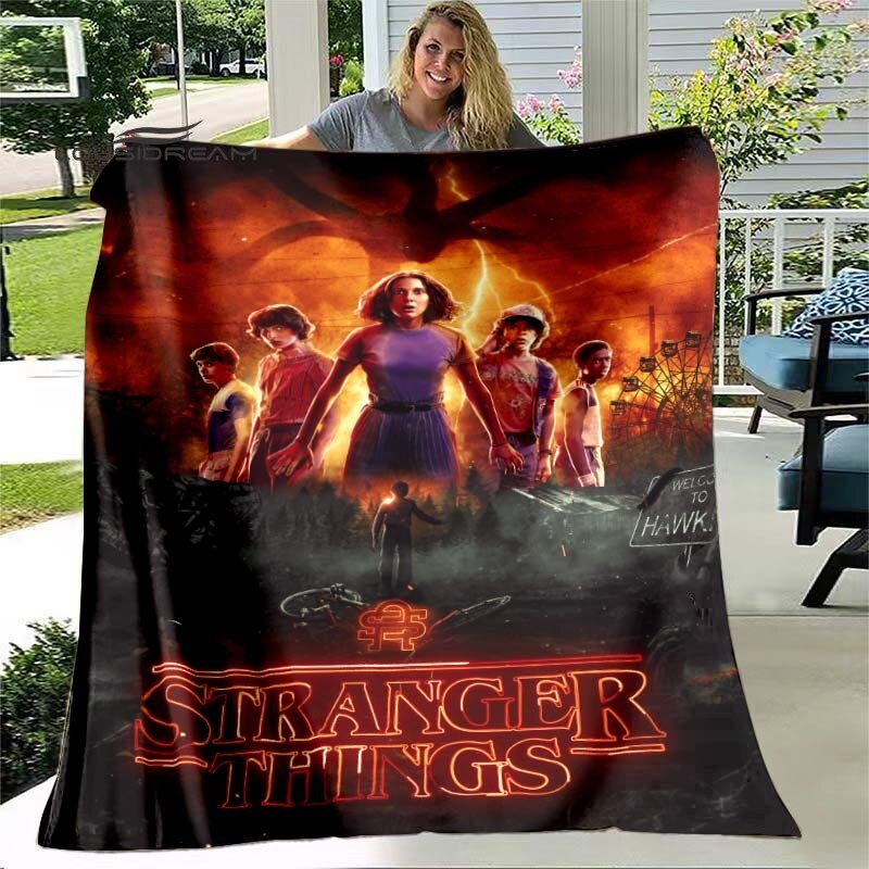 Couverture Stranger Things en  Flanelle Duveteux Polaire Couverture Enfants et Adulte ,Canapé Voyage Camping