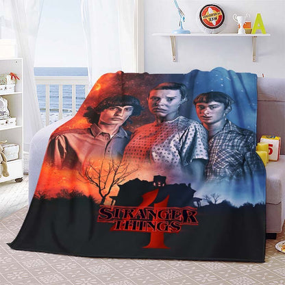 Couverture Stranger Things  en flanelle de bande dessinée pour les lits Canapés draps chauds , Décor Fans cadeau